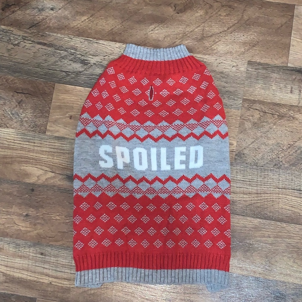 Spoiled Red and Gray Dog Sweater
